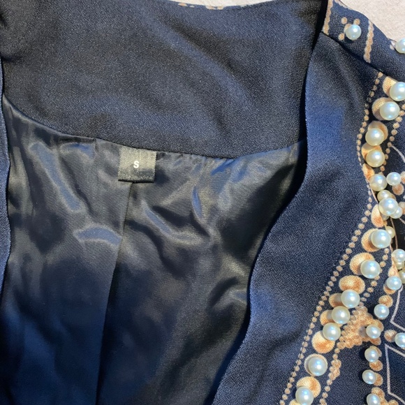 French Beaded Decor Mid Length Blazer Jacket - Picture 9 of 14